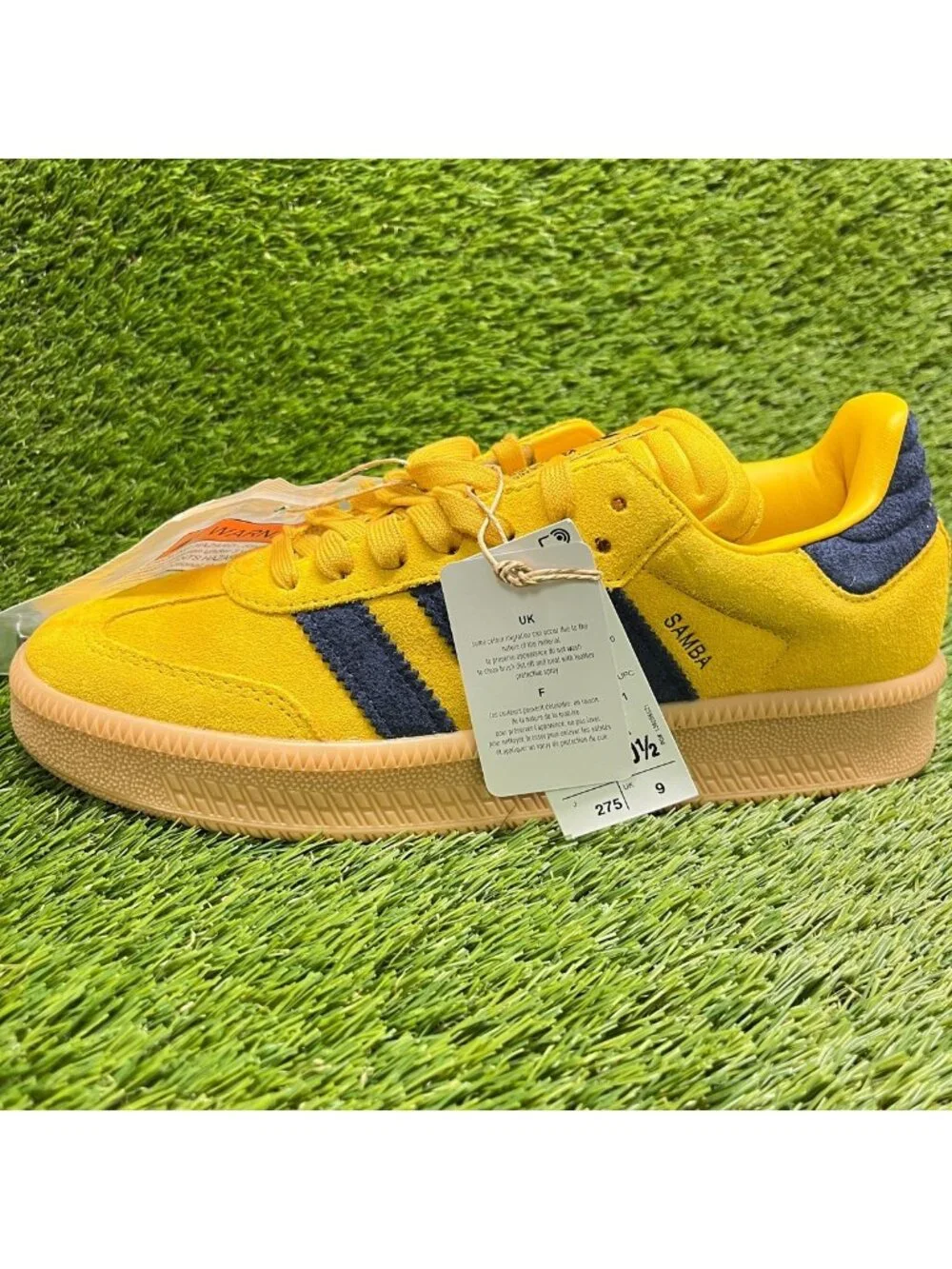 Adidas Samba XLG Bold Gold Night Indigo Mens Size 9.5 Athletic Shoes Sneakers